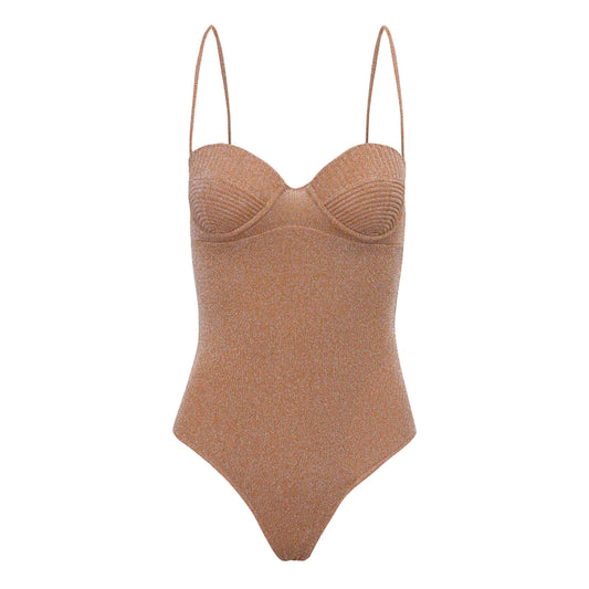 SWIMSUIT RENATA MUSTARD LUREX